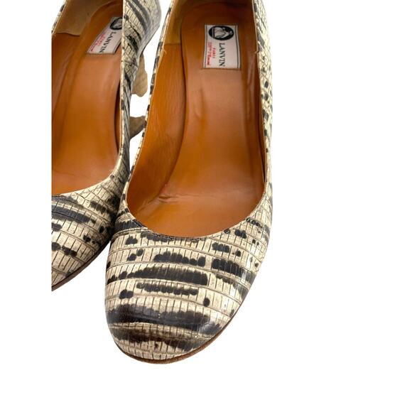 LANVIN Women's Shoes Snake Print Leather Ballerina Espadrille Wedge Heels EU 39 - Picture 3 of 16